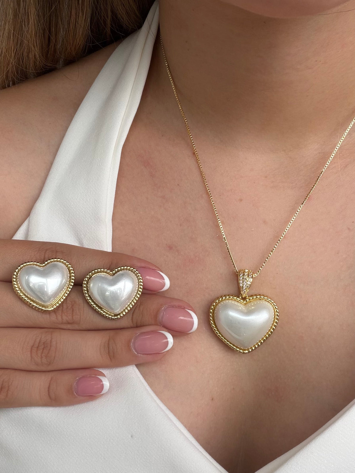 Set de Corazones en perla