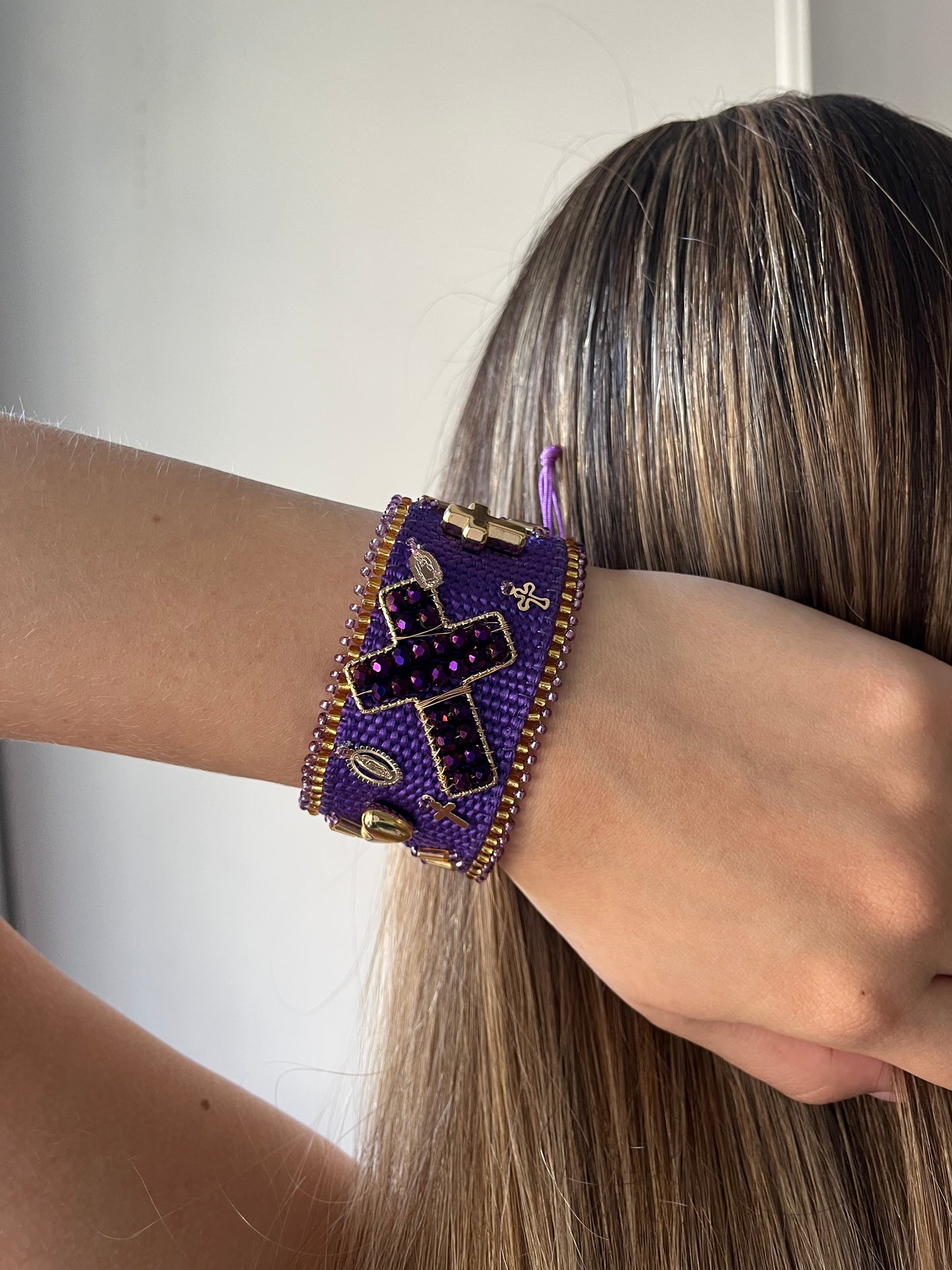Pulseras de Cruz en crochet & cristal