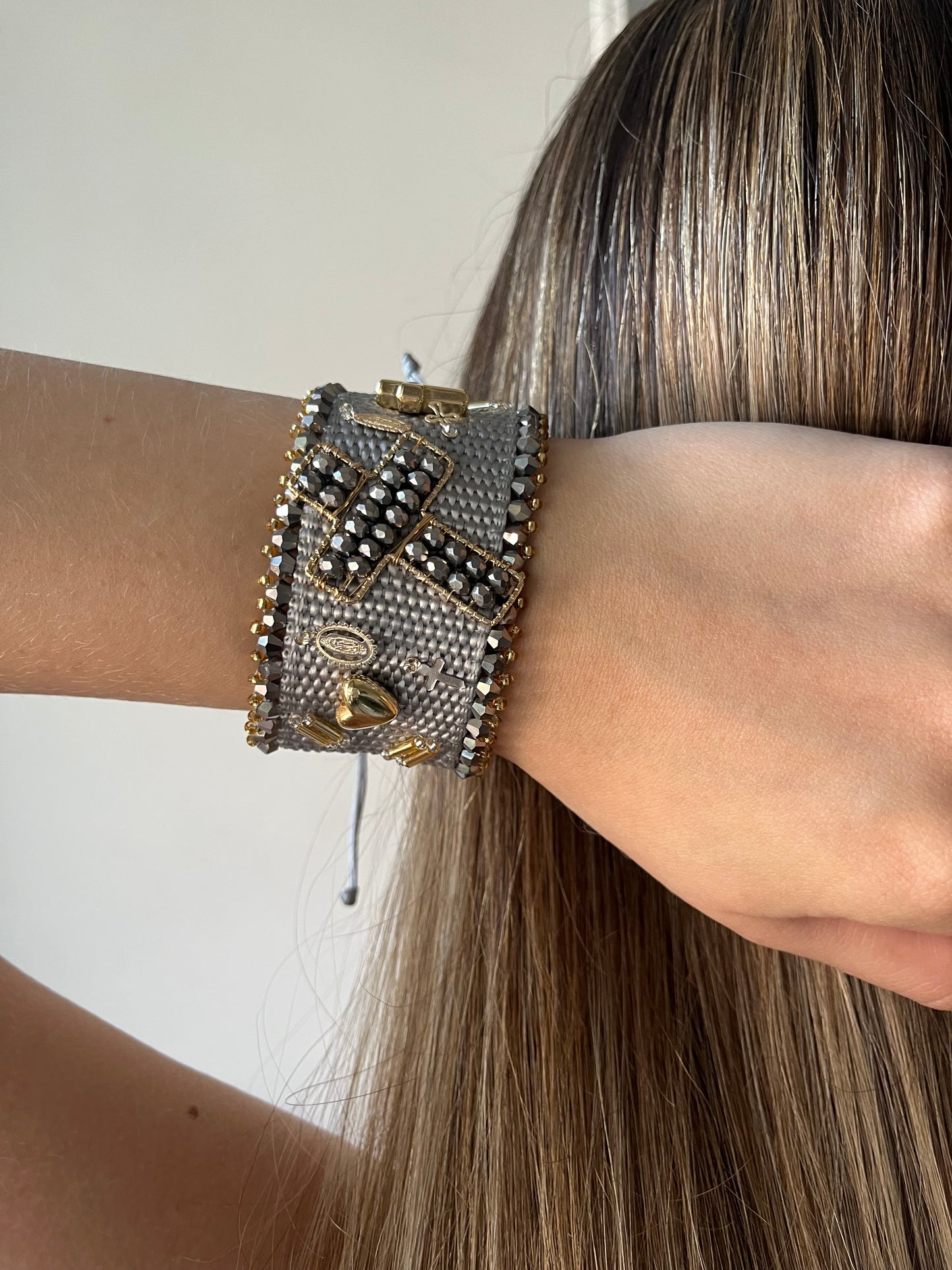 Pulseras de Cruz en crochet & cristal