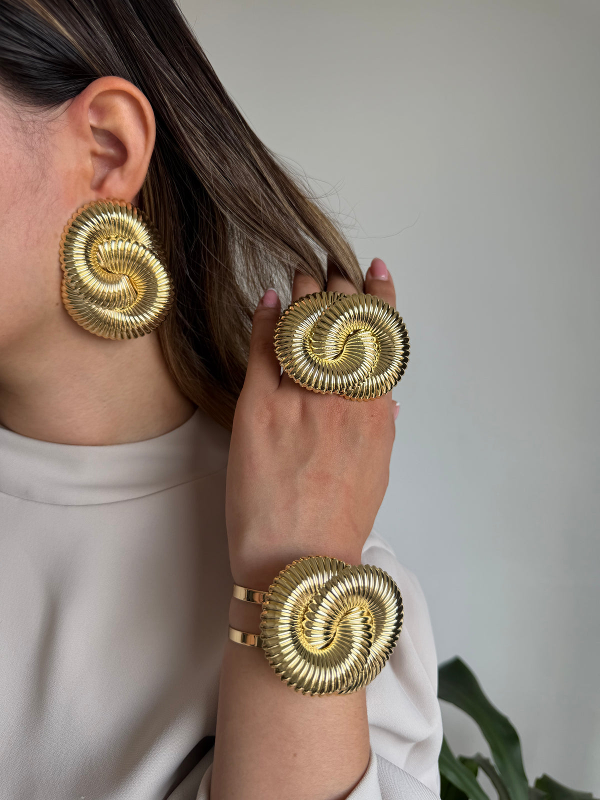 Set Maxi Arete Brazalete y Anillo