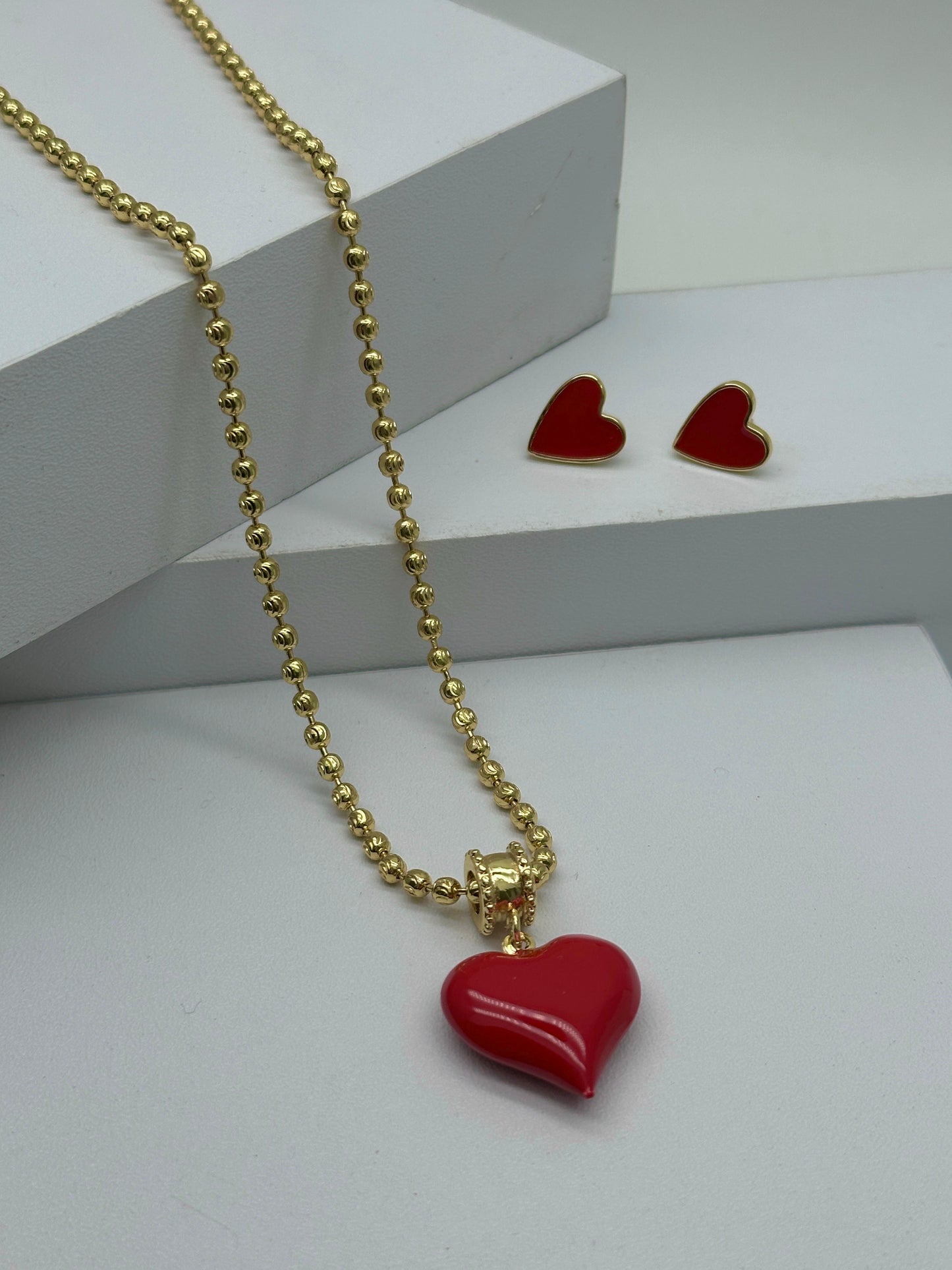 Set de Cadena Corazon Rojo