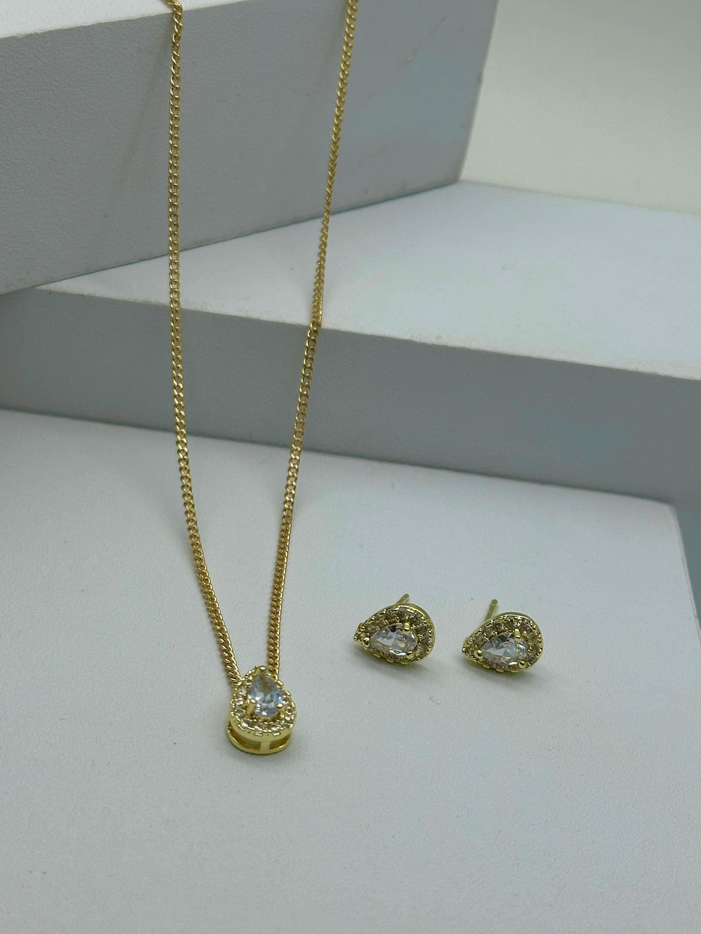 Set de Cadena circón blanco