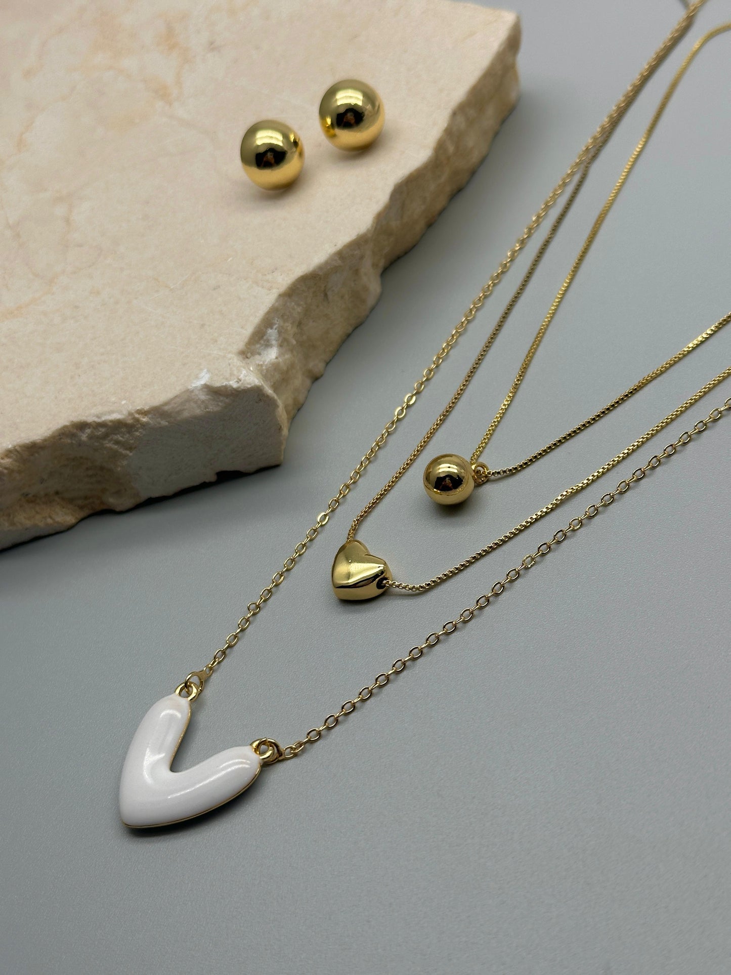 Set de Cadena Triple Corazon