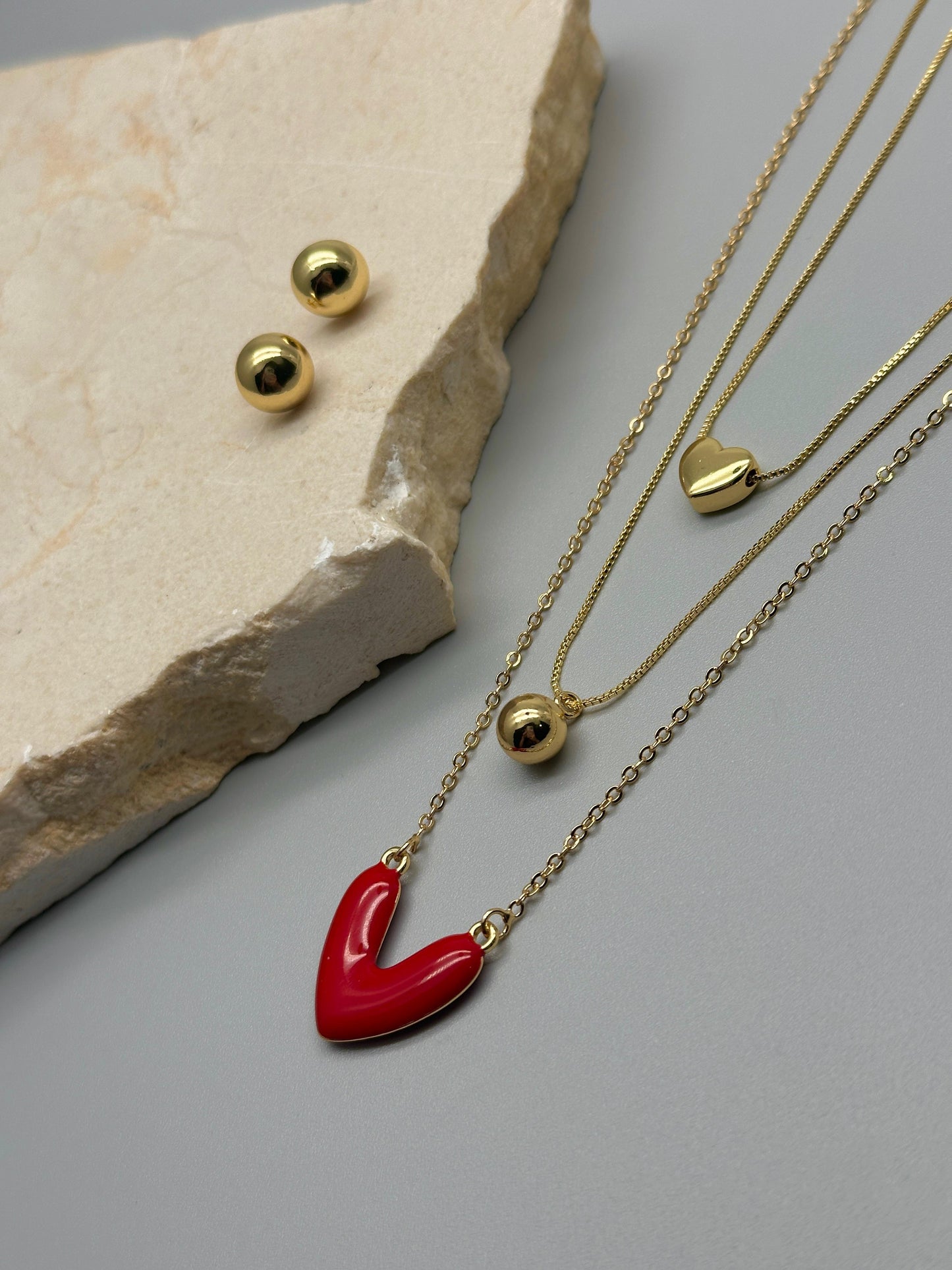 Set de Cadena Triple Corazon