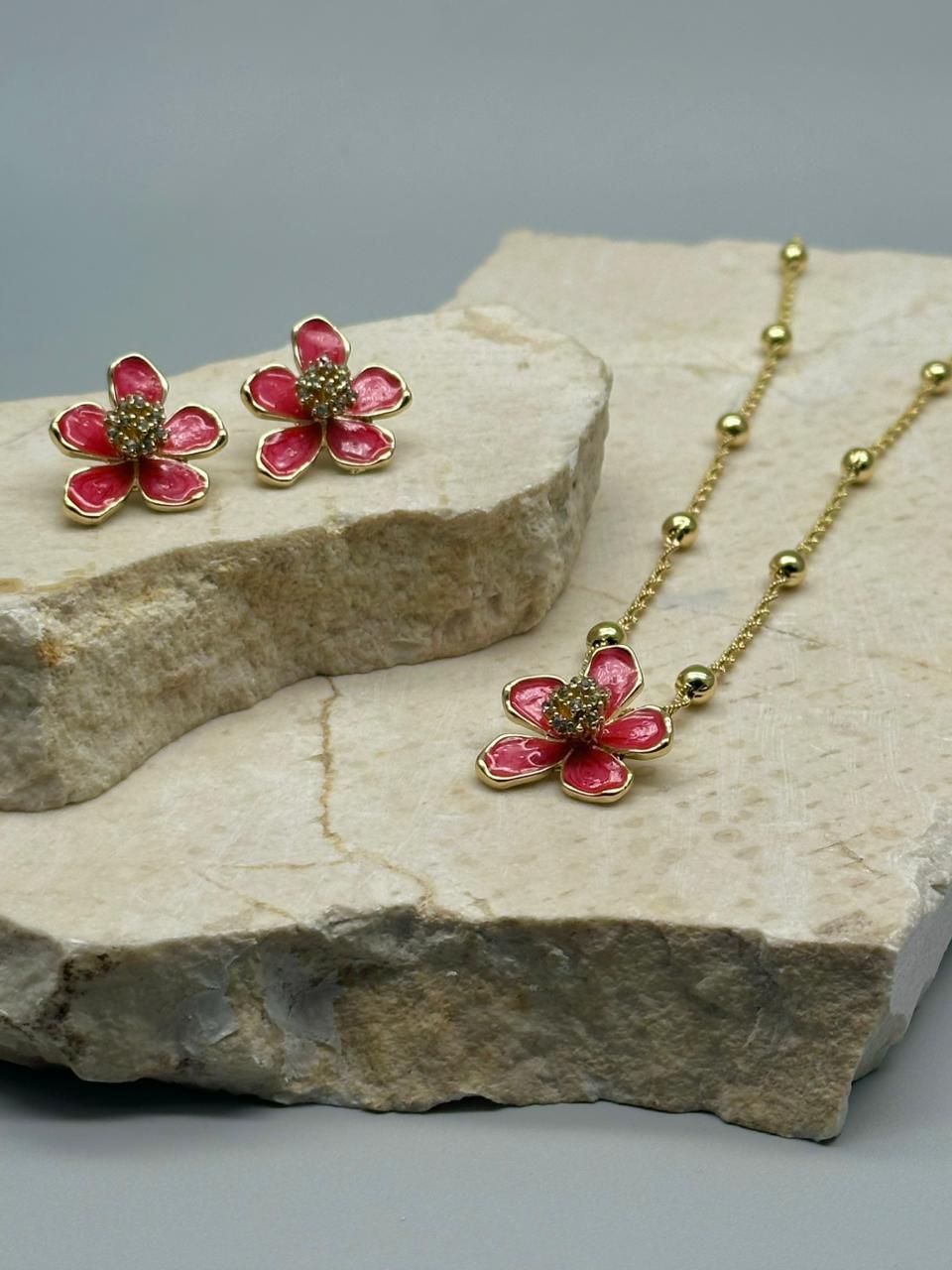 Set Flores Esmaltada