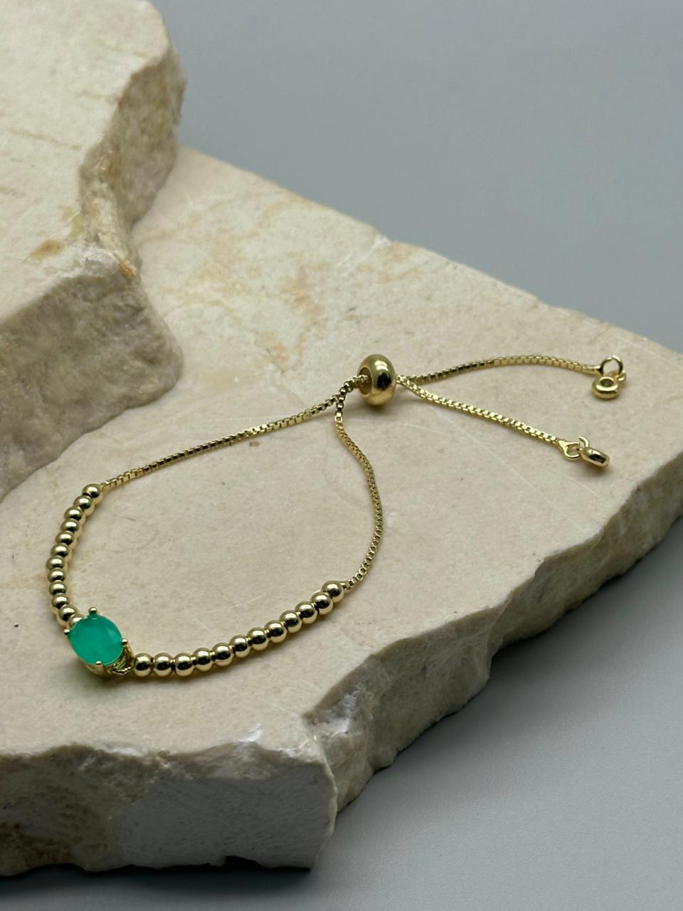Pulsera con dije Esmeralda Ovalado Mini 8mm