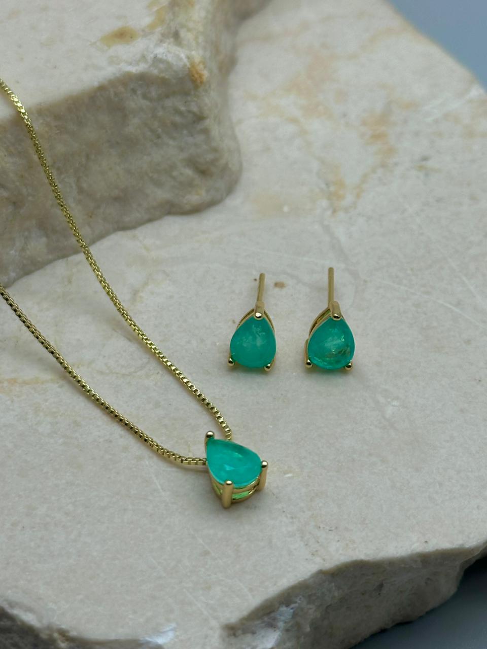 Set Esmeralda Gota Mini 8mm