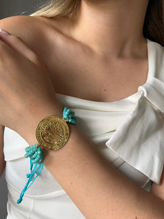 Pulsera con medalla en bronce