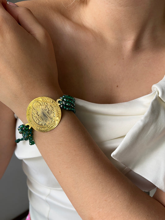 Pulsera con medalla en bronce