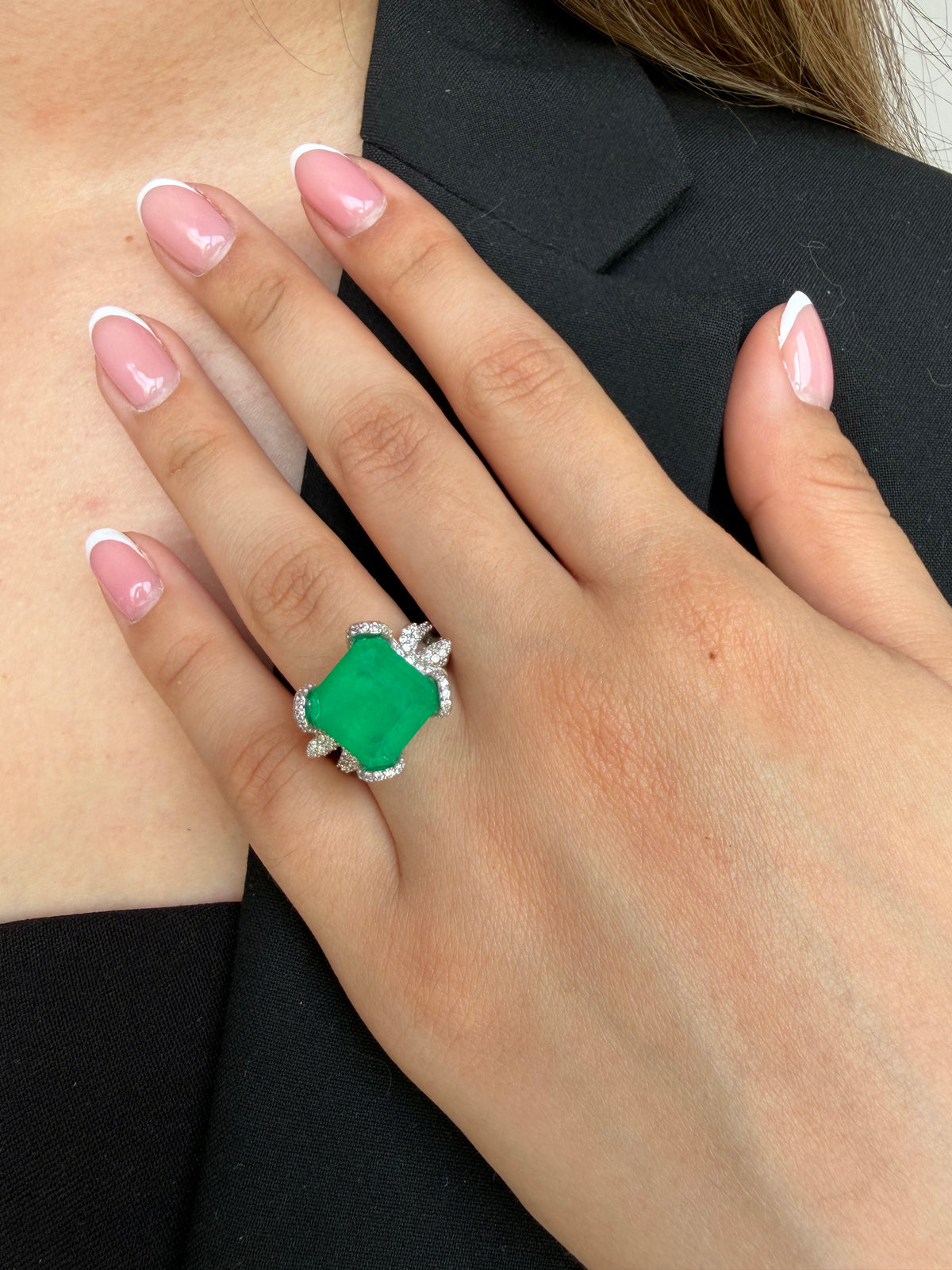 Anillo Minas Gerais Esmeralda Silver
