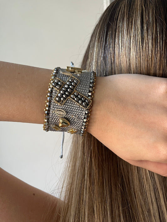 Pulseras de Cruz en crochet & cristal