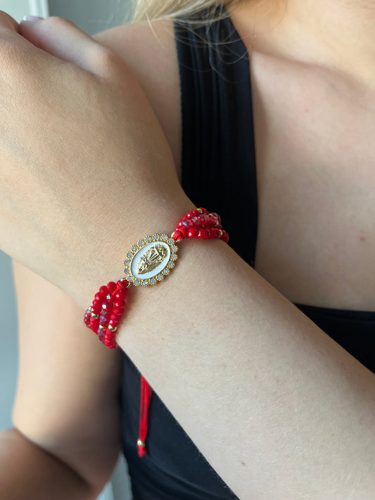 Pulseras de mostacilla con la Virgen de Guadalupe