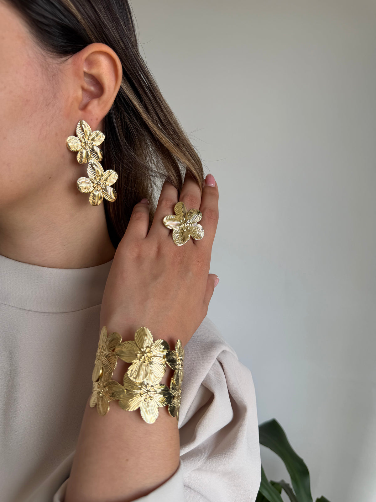 Set Maxi Arete Brazalete y Anillo