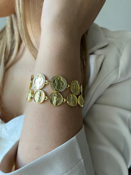 Pulsera rodio  San Benito y Virgen de Guadalupe