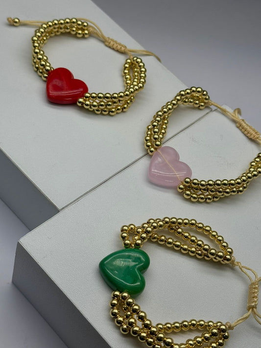 Pulsera con Corazon solo disponible Verde y Rosada