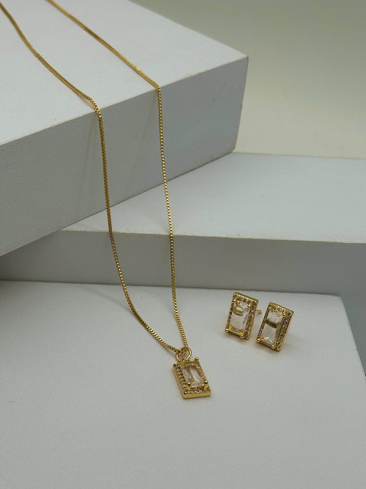 Set de Cadena  circón blanco