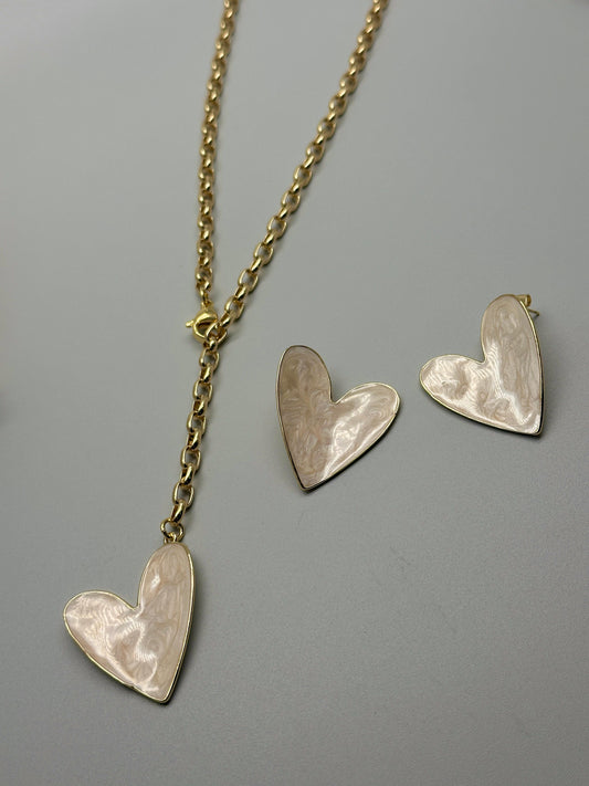 Set de Cadena Corazon Nacar