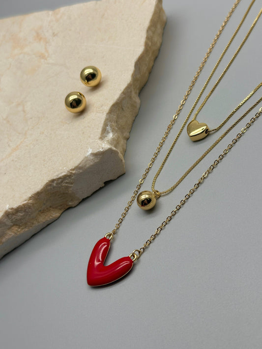 Set de Cadena Triple Corazon