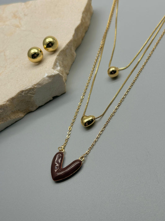 Set de Cadena Triple Corazon