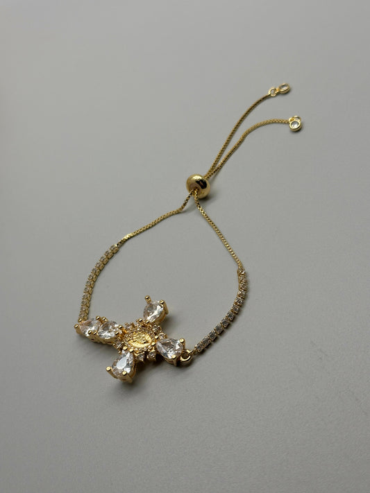 Pulsera de cruz circon Blanco