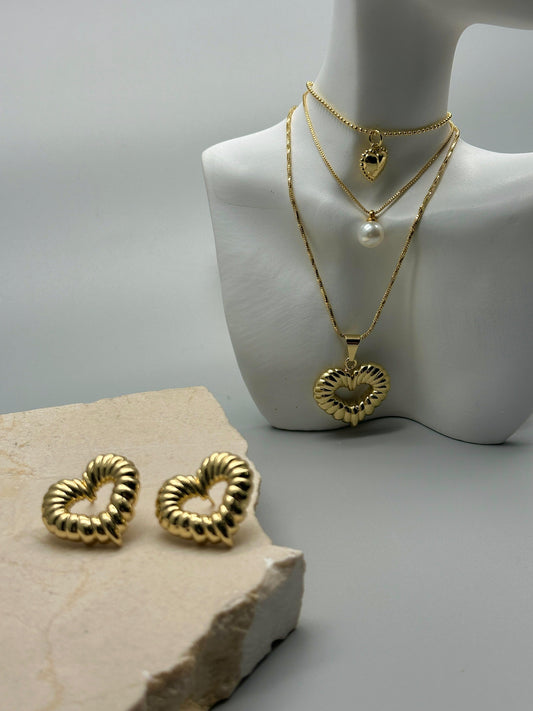 Set de Cadena Triple Corazon