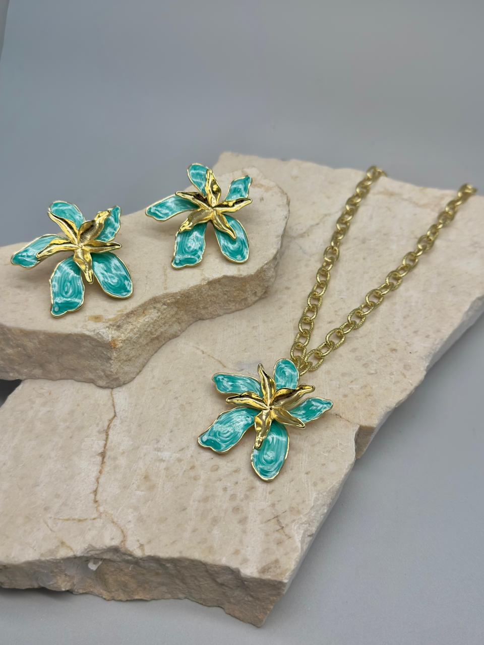 Set Flores Esmaltada