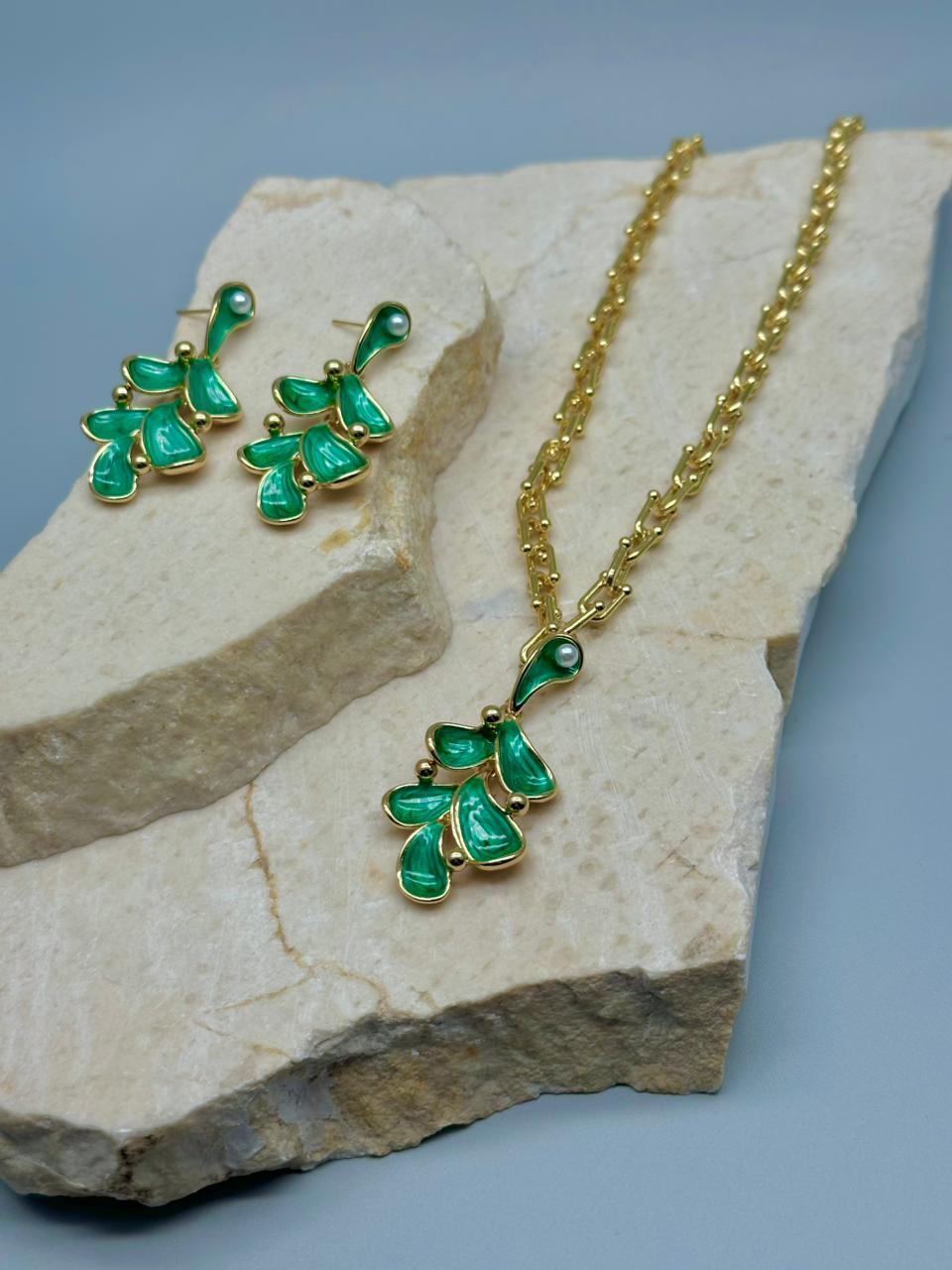 Set Flores Esmaltada