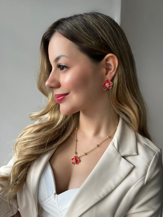 Set Flores Esmaltada