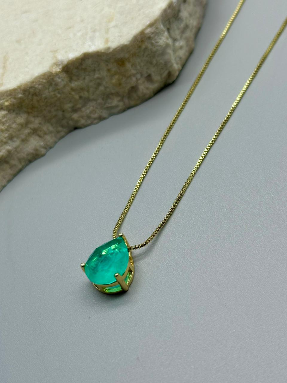 Cadena con dije Esmeralda Gota 12mm