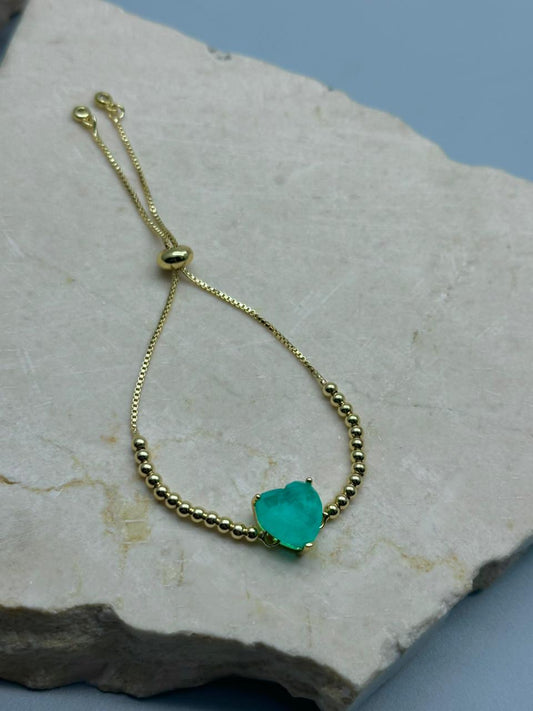 Pulsera con dije Esmeralda Corazon 12mm