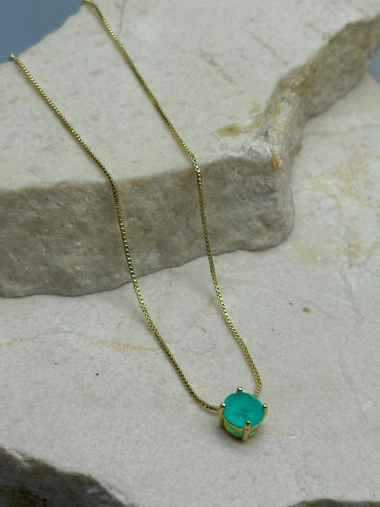 Cadena con dije Esmeralda Redondo Mini 8mm