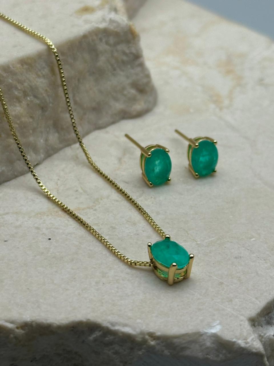 Set Esmeralda Ovalado Mini 8mm