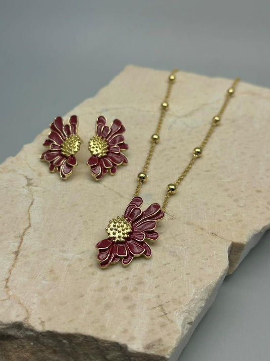 Set Flores Esmaltada