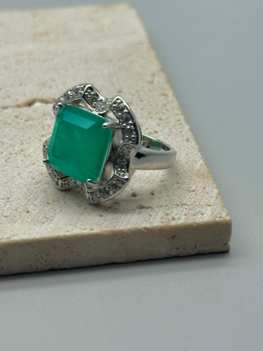 Anillo Baguette Esmeralda Silver